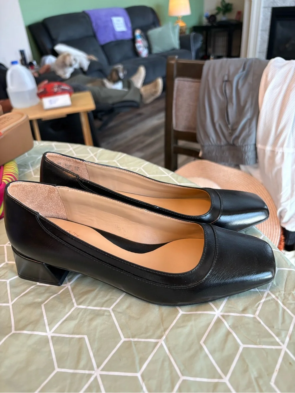 Naturalizer Black Square-Toe Leather Flats